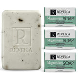 4pack - Reveka Skincare Magnesium Soap with Green Tea, Eucalyptus, Spearming & Jojoba Beads