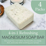 4pack - Reveka Skincare Magnesium Soap with Green Tea, Eucalyptus, Spearming & Jojoba Beads